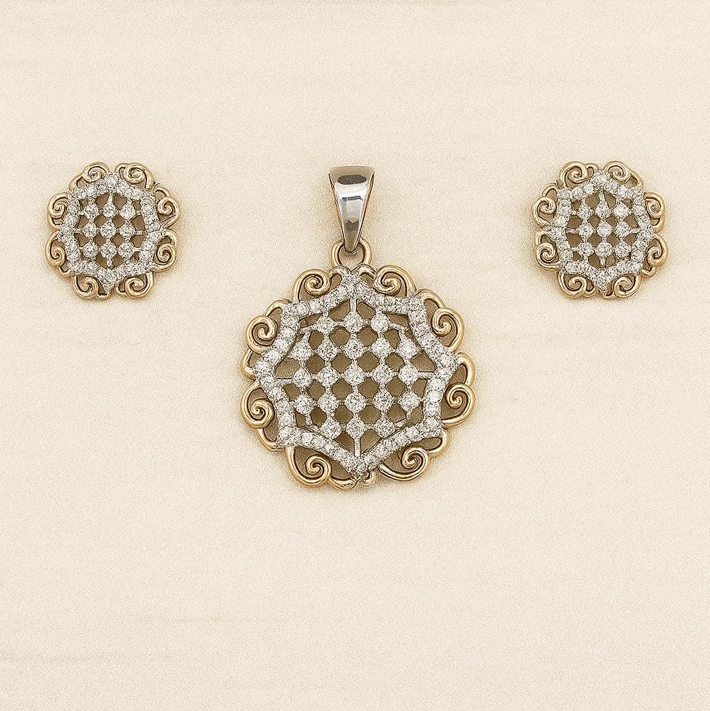 IGI Certified 14karat Big Pendent With Earings