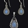 92.5 Sterling Silver Real Stone Pendent Set